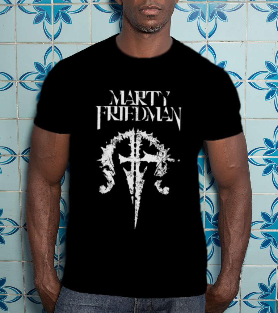 Marty Friedman Heavy Metal Cross Symbol Megadeth T-Shirt
