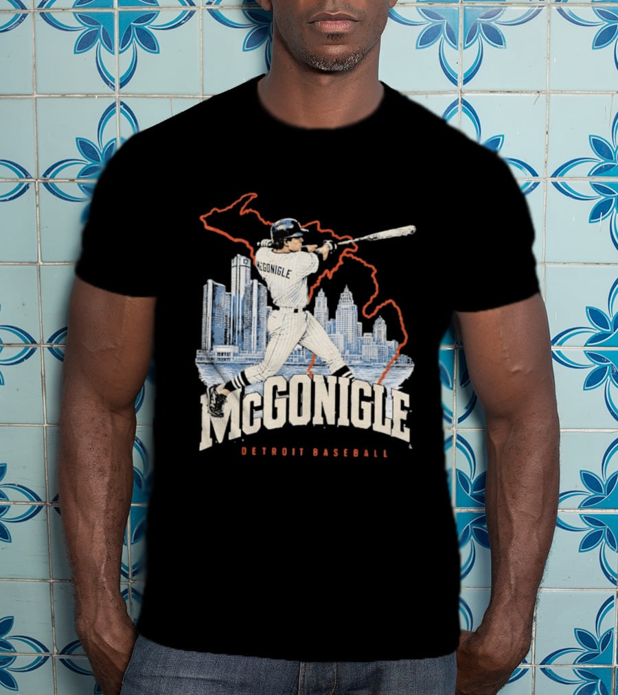 McGonigle Detroit Baseball Vintage Player Retro Skyline T-Shirt