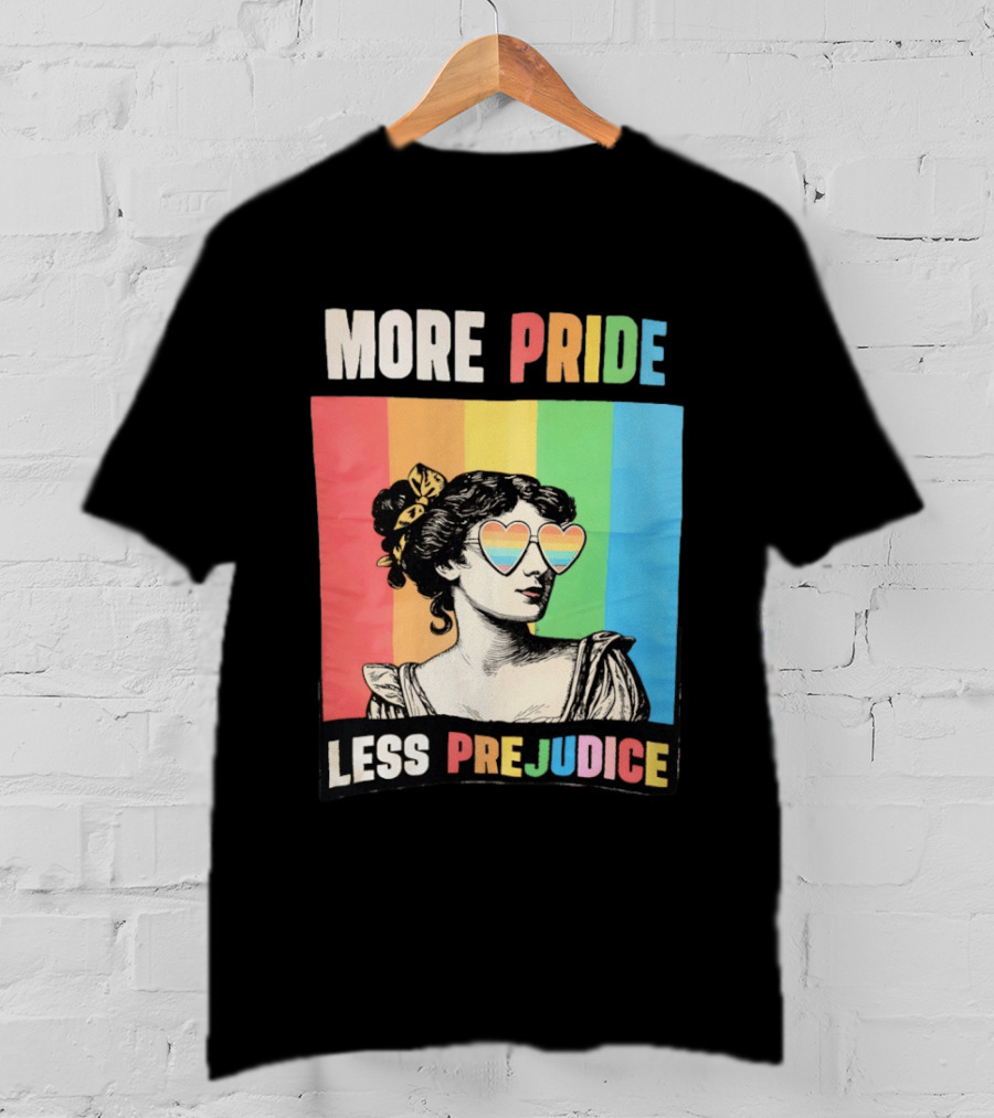 More Pride Less Prejudice Rainbow Heart Sunglasses Regency T-Shirt