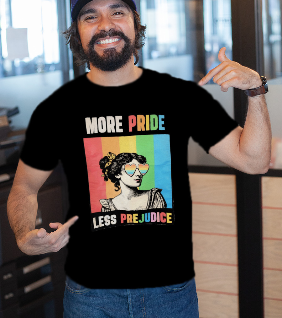 More Pride Less Prejudice Rainbow Heart Sunglasses Regency T-Shirt