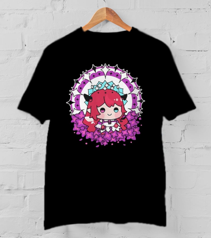 Chibi Hope Pink Hair Cute Anime Character Surrounded By Mandala And Flowers T-Shirt