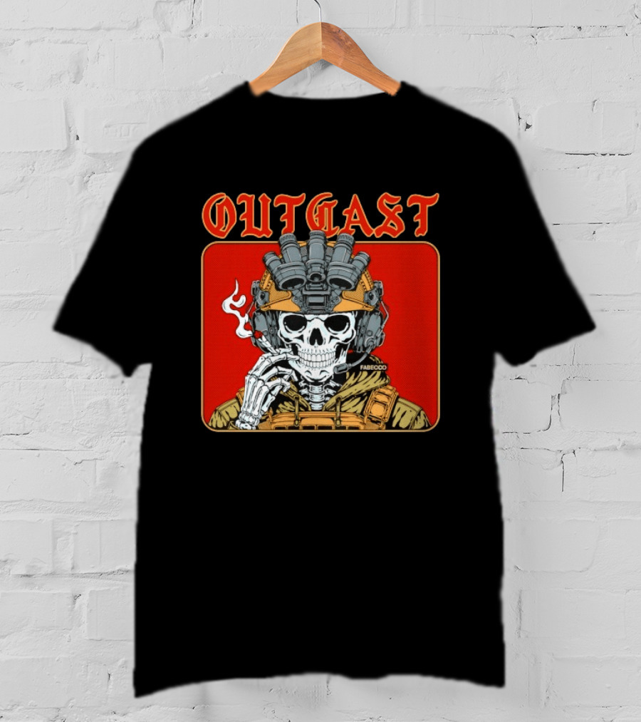 OUTGAST Skull Smoking With Night Vision Goggles FABECOO T-Shirt