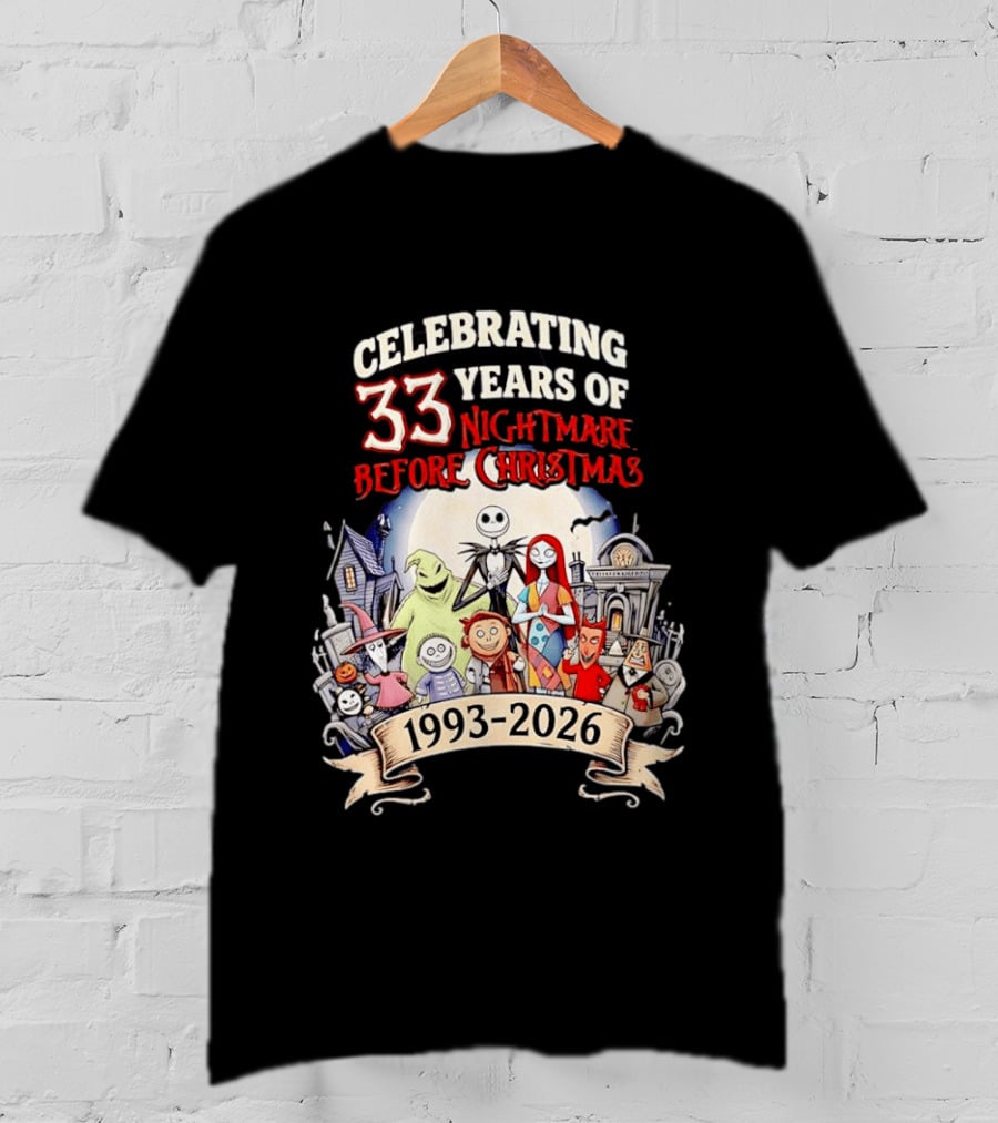 Celebrating 33 Years Of Nightmare Before Christmas 1993 2026 T-Shirt
