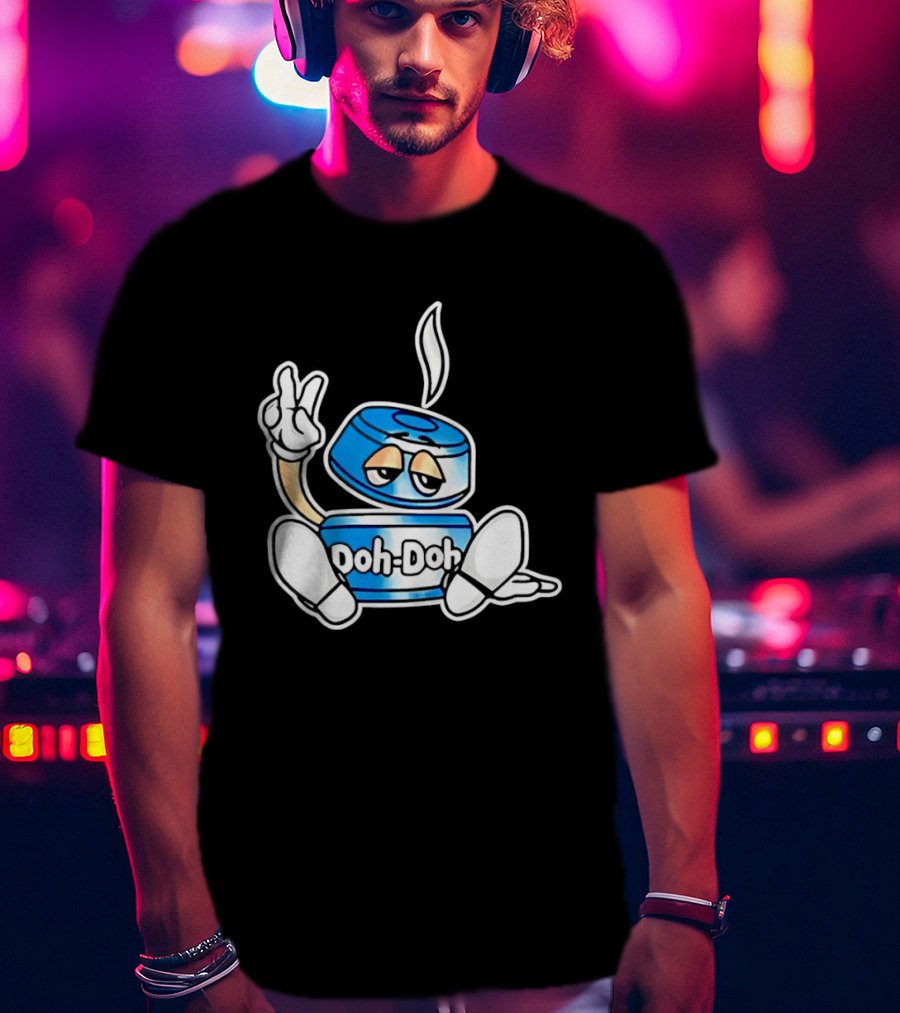 Doh Doh Peace Sign Playful Cartoon Character In Relaxed Pose T-Shirt