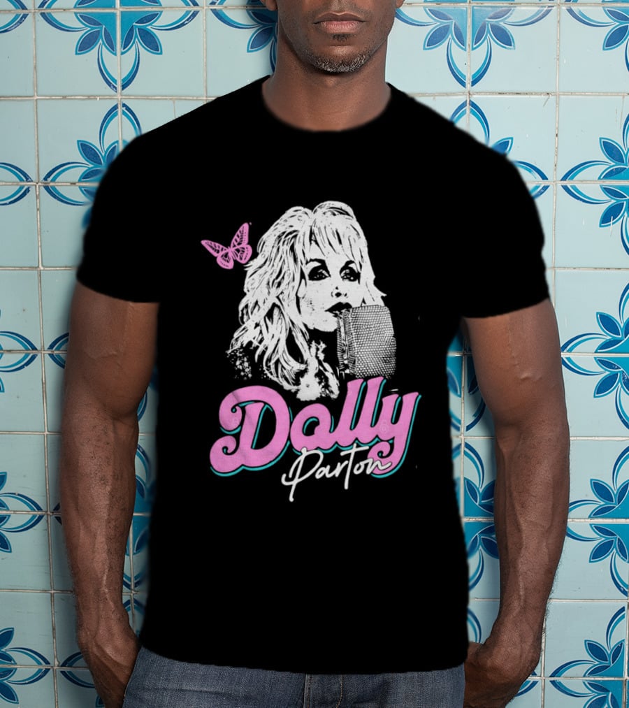 Dolly Parton Butterfly Pink Script T-Shirt