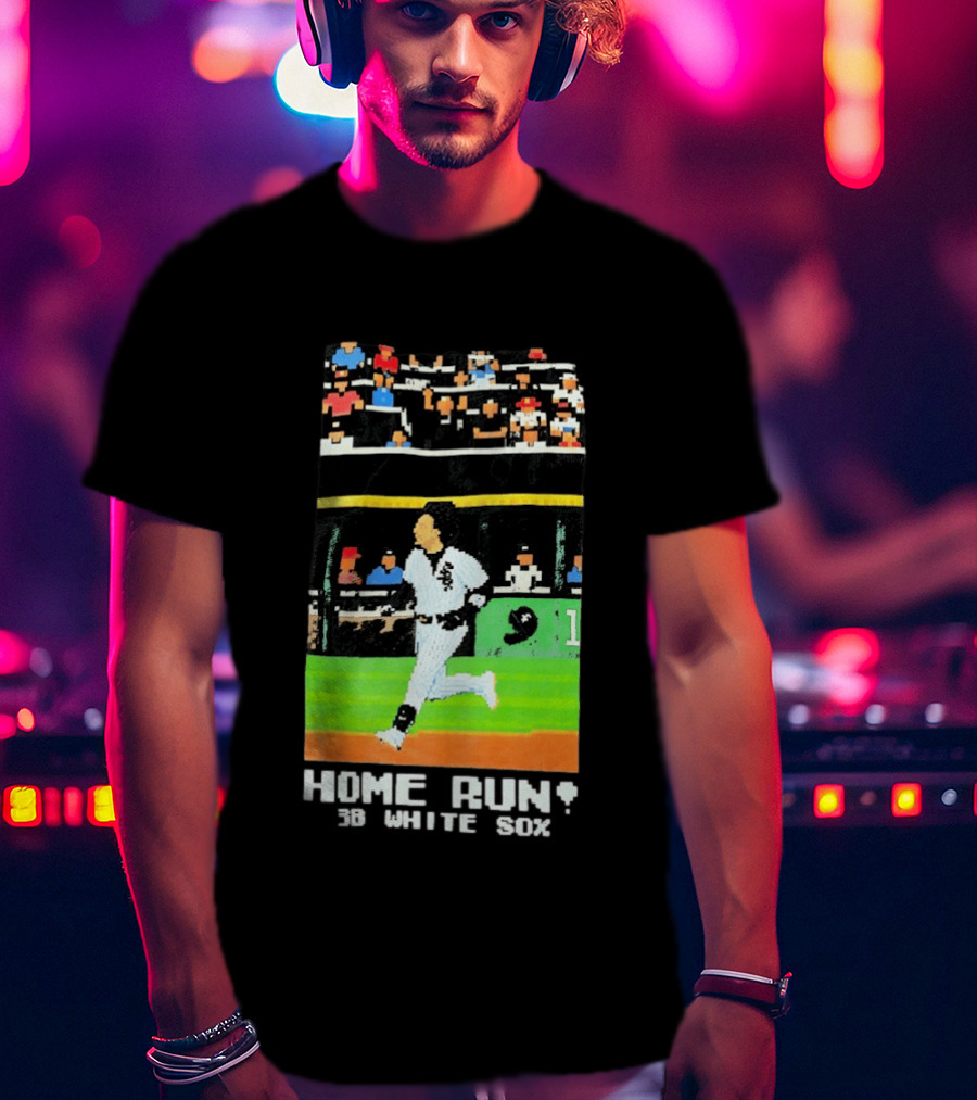 Home Run 3B White Sox Pixel Baseball T-Shirt