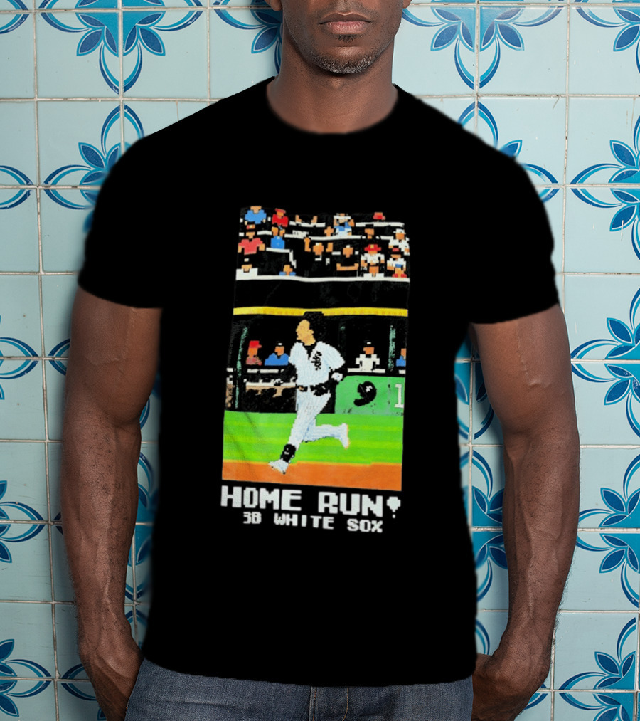 Home Run 3B White Sox Pixel Baseball T-Shirt