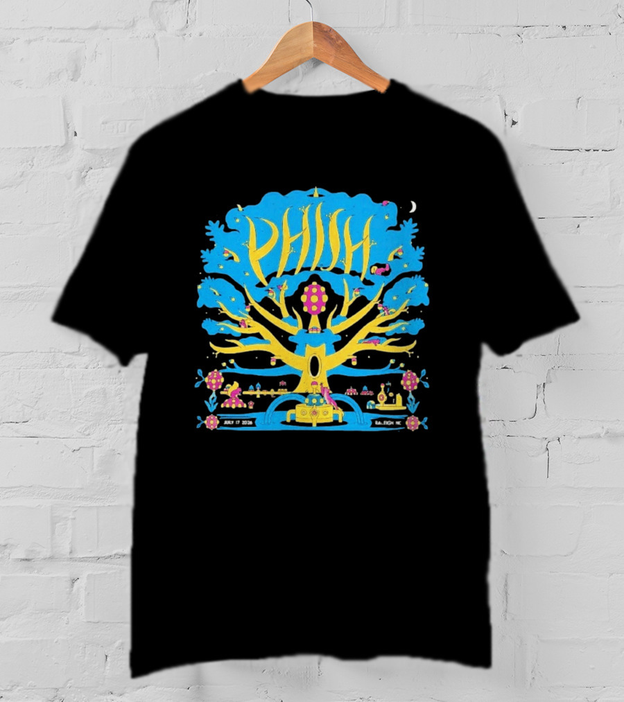 Phish Dry Goods Raleigh North Carolina 2026 Event July 17 Mushroom Tree T-Shirt