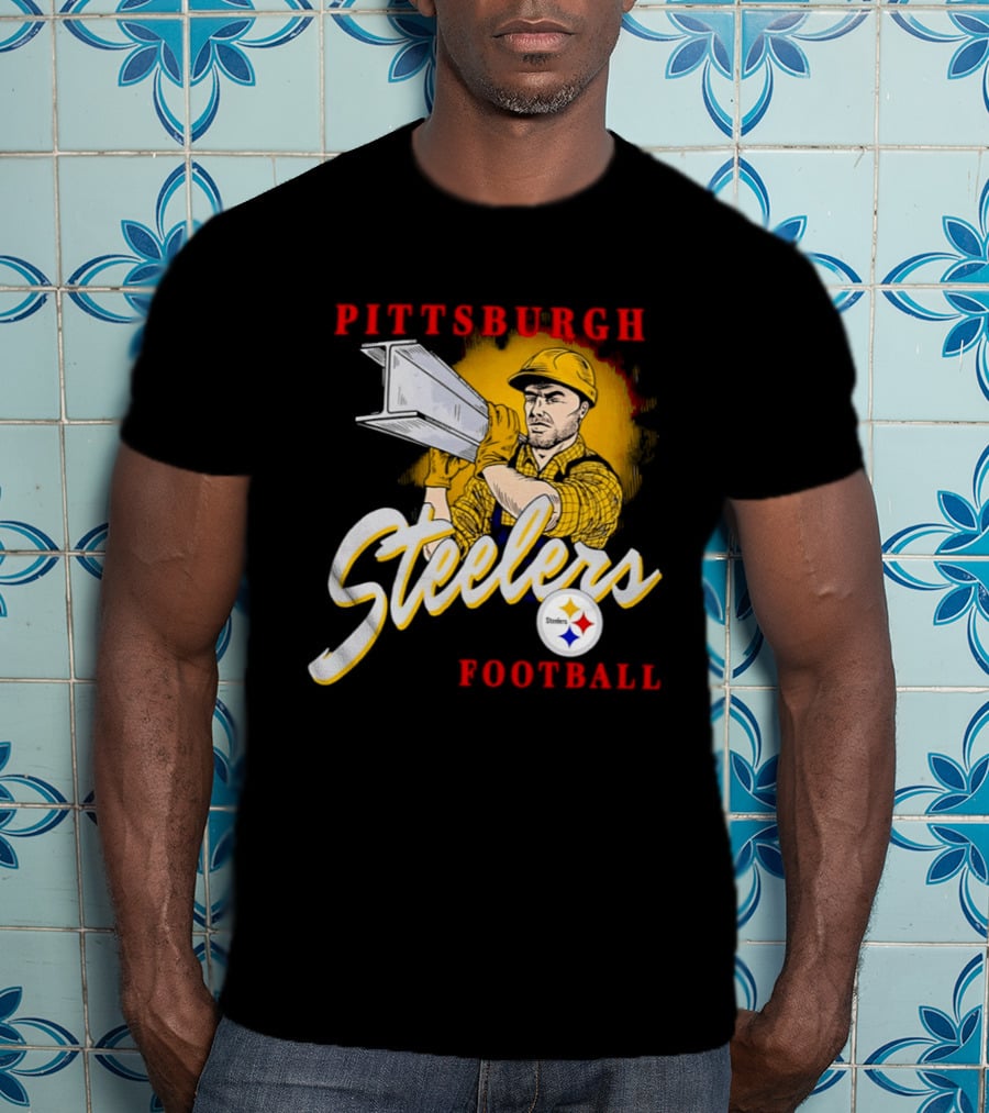 Pittsburgh Steelers Football Worker Steel Beam Icon With Team T-Shirt