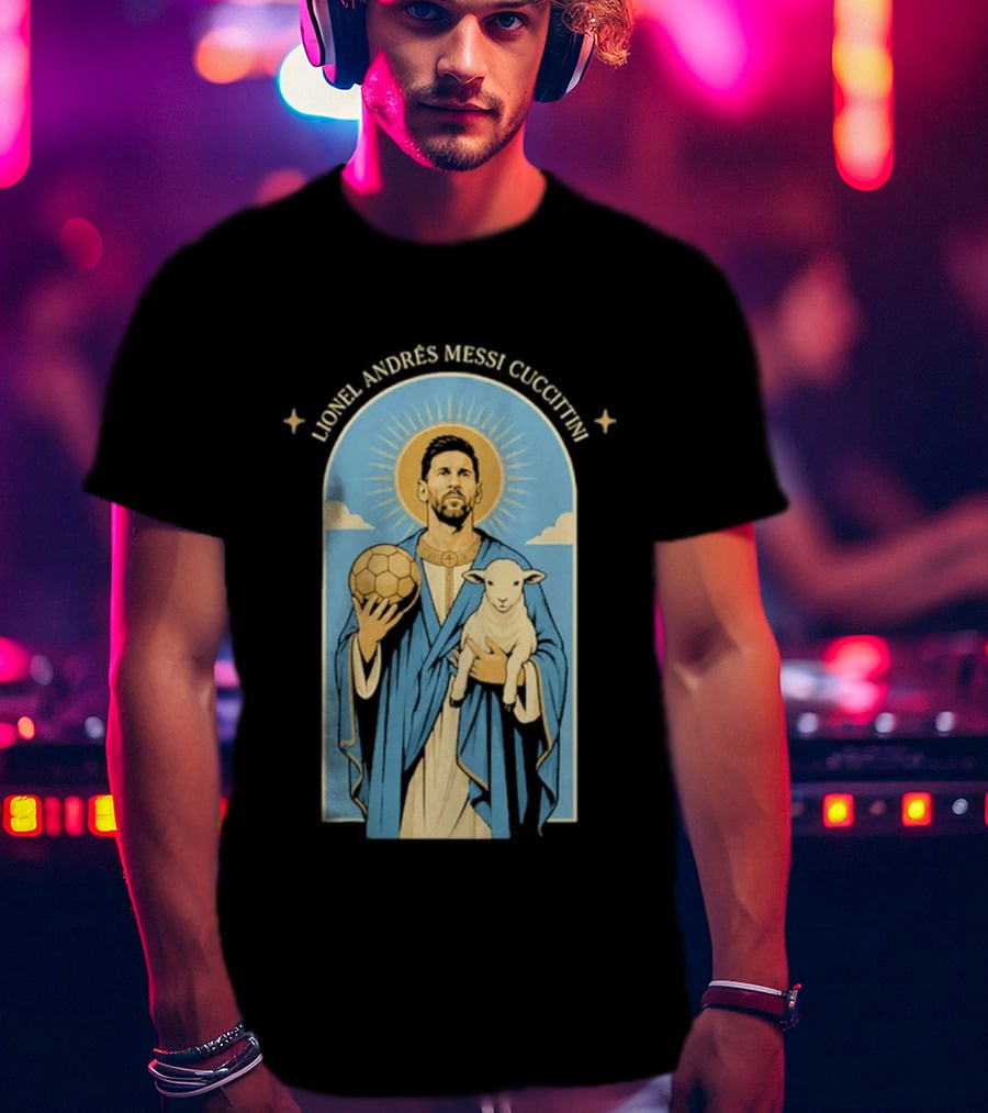 In GOAT We Trust Lionel Andrés Messi Cuccittini Golden Ball Lamb T-Shirt