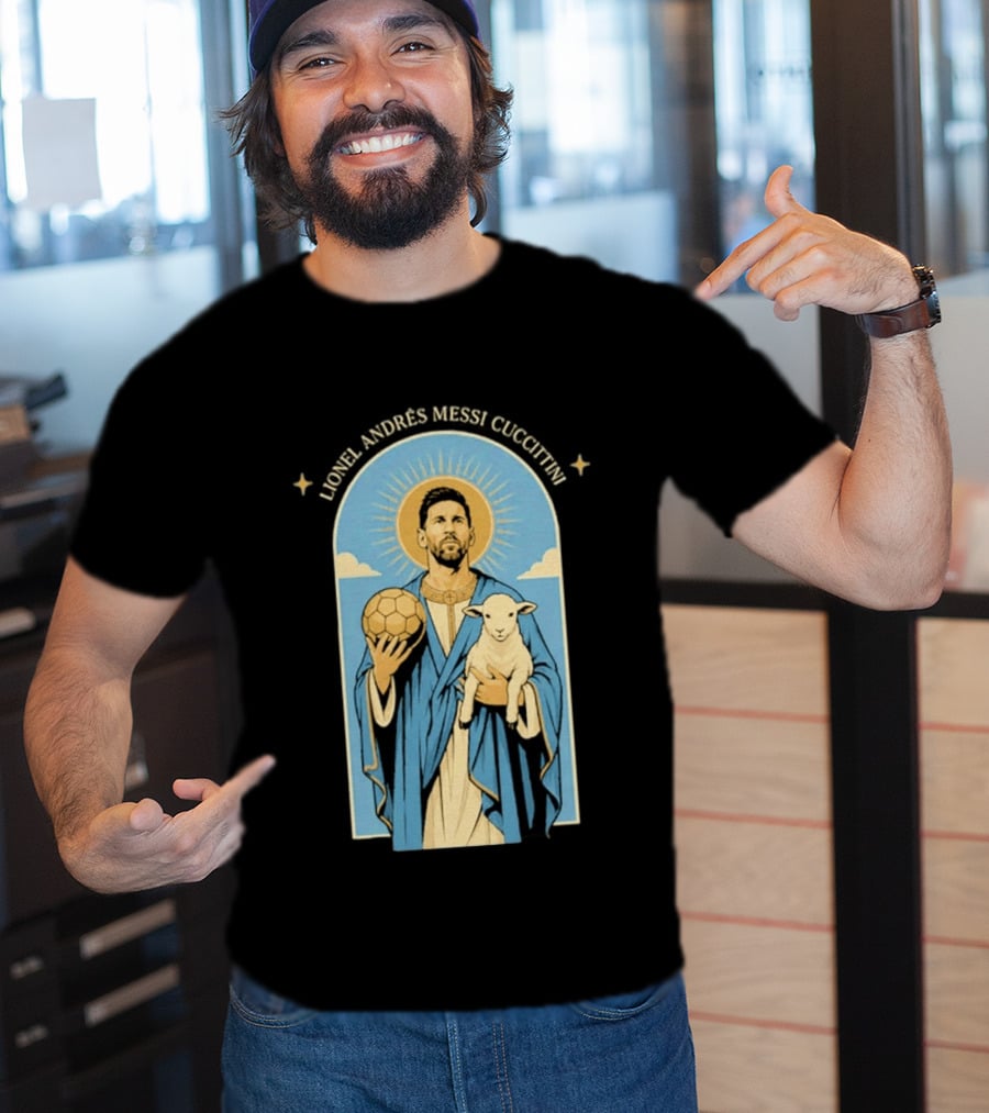 In GOAT We Trust Lionel Andrés Messi Cuccittini Golden Ball Lamb T-Shirt