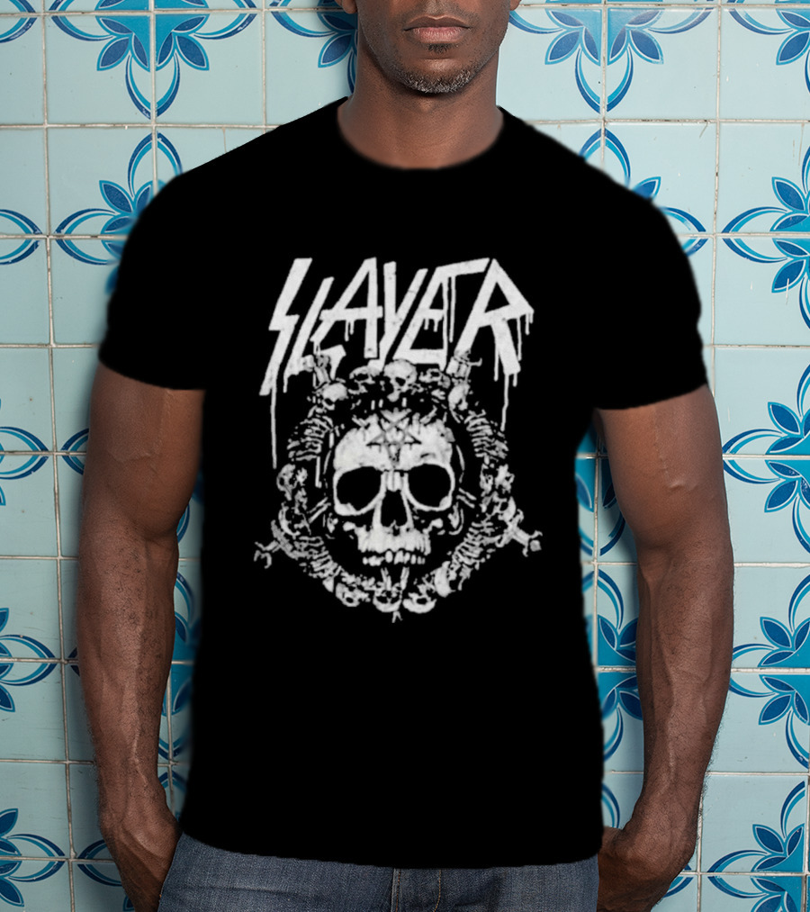 Slayer Band Summer 2026 Rib Skull T-Shirt