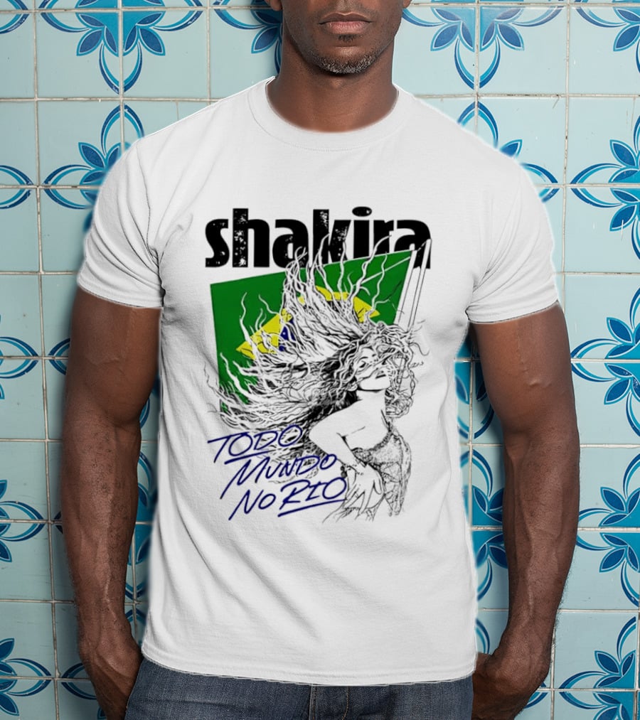 Shakira Todo Mundo No Rio Brazil Flag T-Shirt