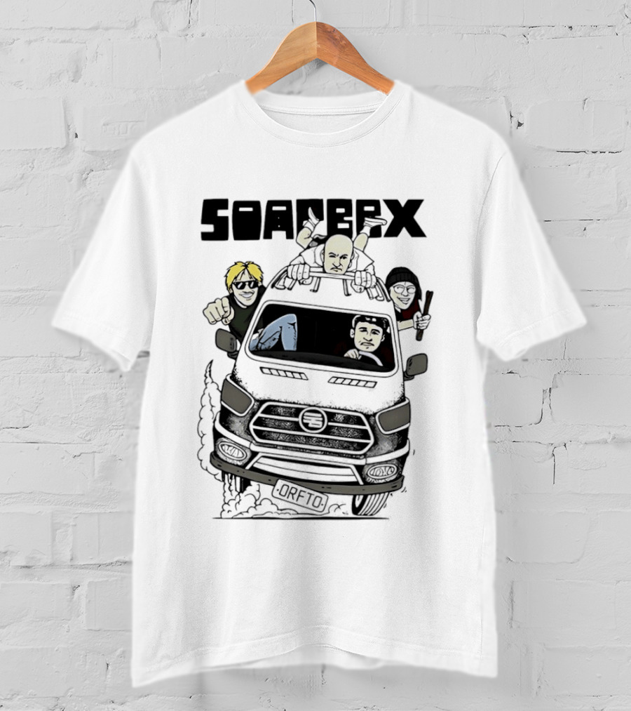 Soapbox Cartoon Van Adventure With Four Characters T-Shirt