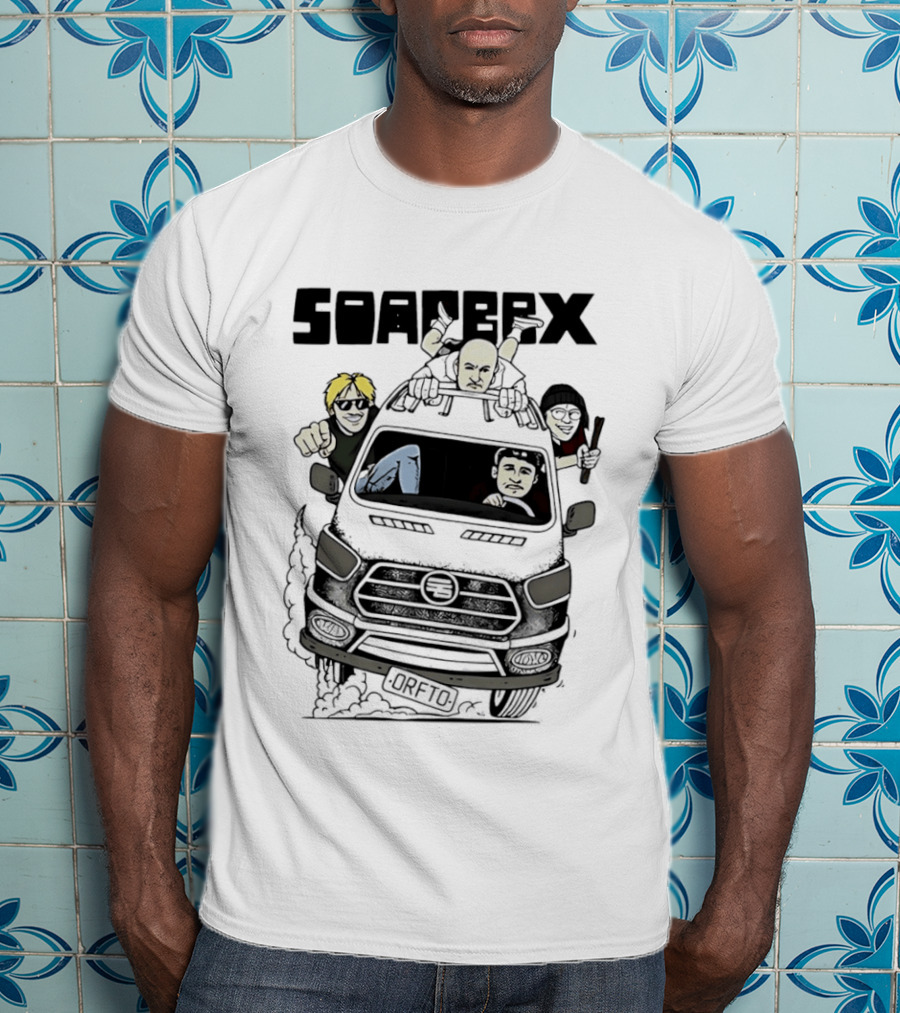 Soapbox Cartoon Van Adventure With Four Characters T-Shirt