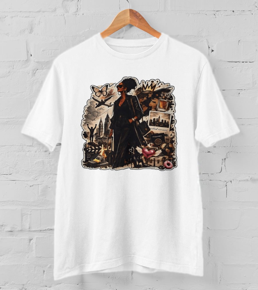 Stylish Woman Traveling With Passport Perfect Moments World Adventure T-Shirt