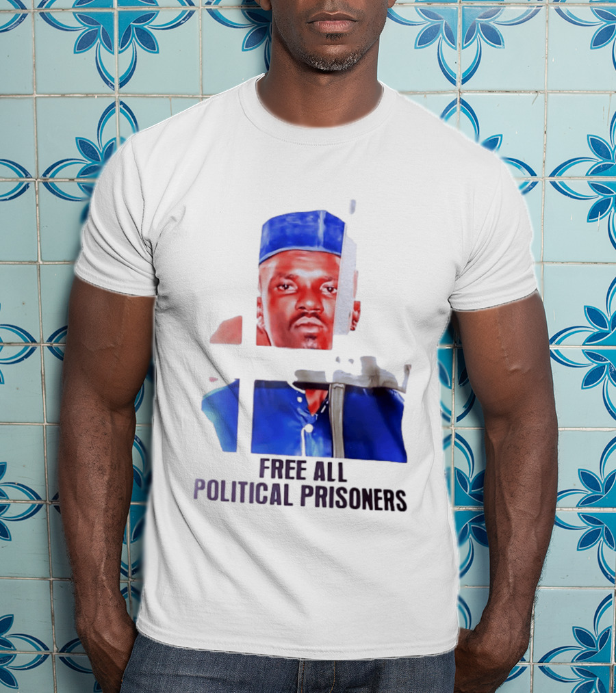 Free All Political Prisoners Protest Activism Painting Blue Beret T-Shirt