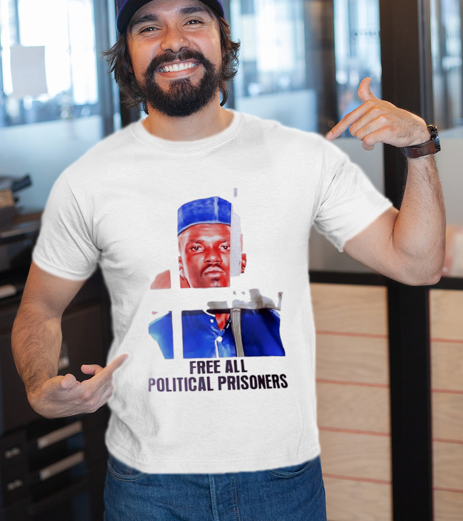 Free All Political Prisoners Protest Activism Painting Blue Beret T-Shirt