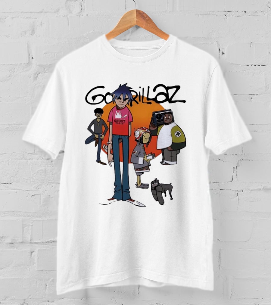 Gorillaz Cartoon Characters Shoot To Ill Group T-Shirt