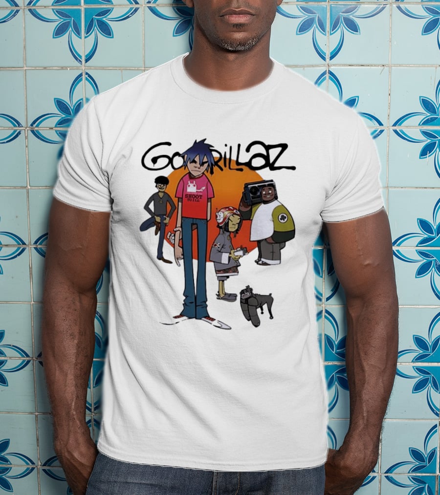 Gorillaz Cartoon Characters Shoot To Ill Group T-Shirt