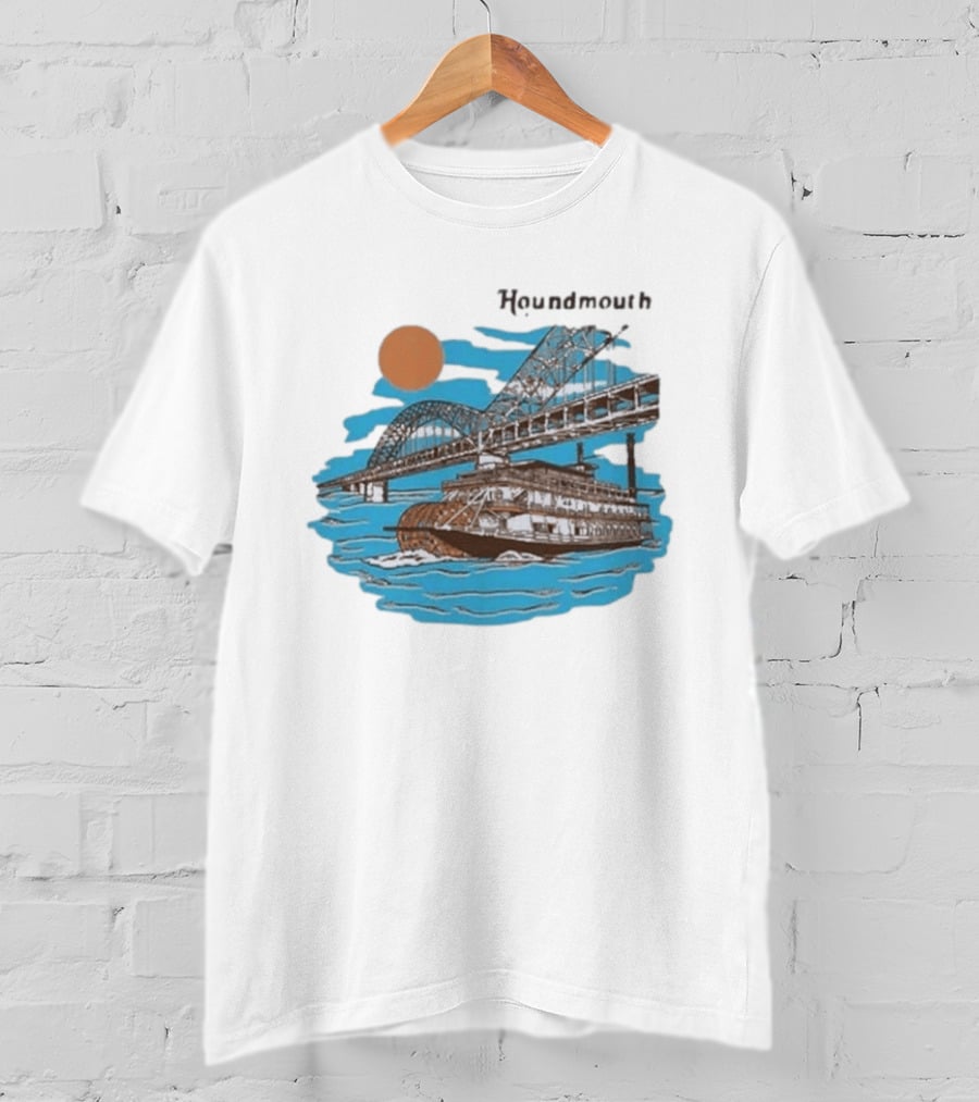 Houndmouth Riverboat Under Bridge With Sun And Waves T-Shirt