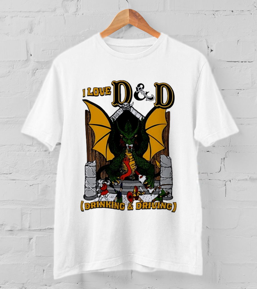 I Love D&D Drinking And Driving Dungeons And Dragons Dragon Fantasy Adventure T-Shirt