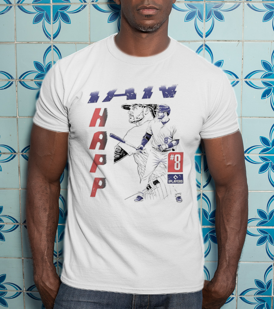 Ian Happ No 8 Chicago Cubs MLB Players Association Sketch T-Shirt