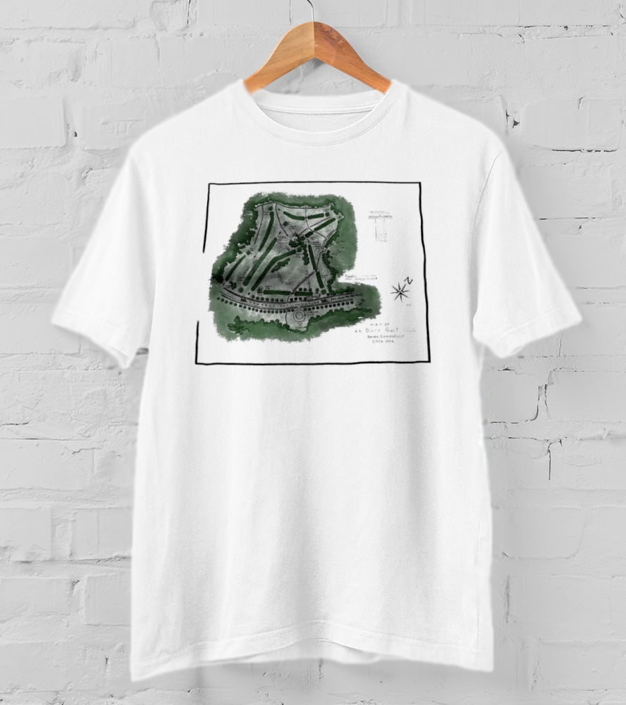 Wee Burn Golf Club Map Darien Connecticut 1904 Historic Course Drawing T-Shirt
