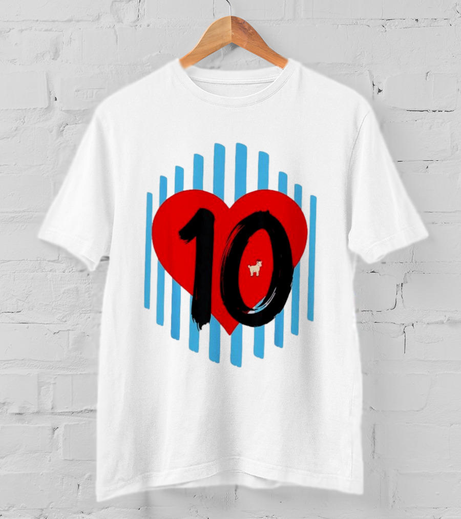 Messi Heart 10 Goat Greatest Of All Time T-Shirt