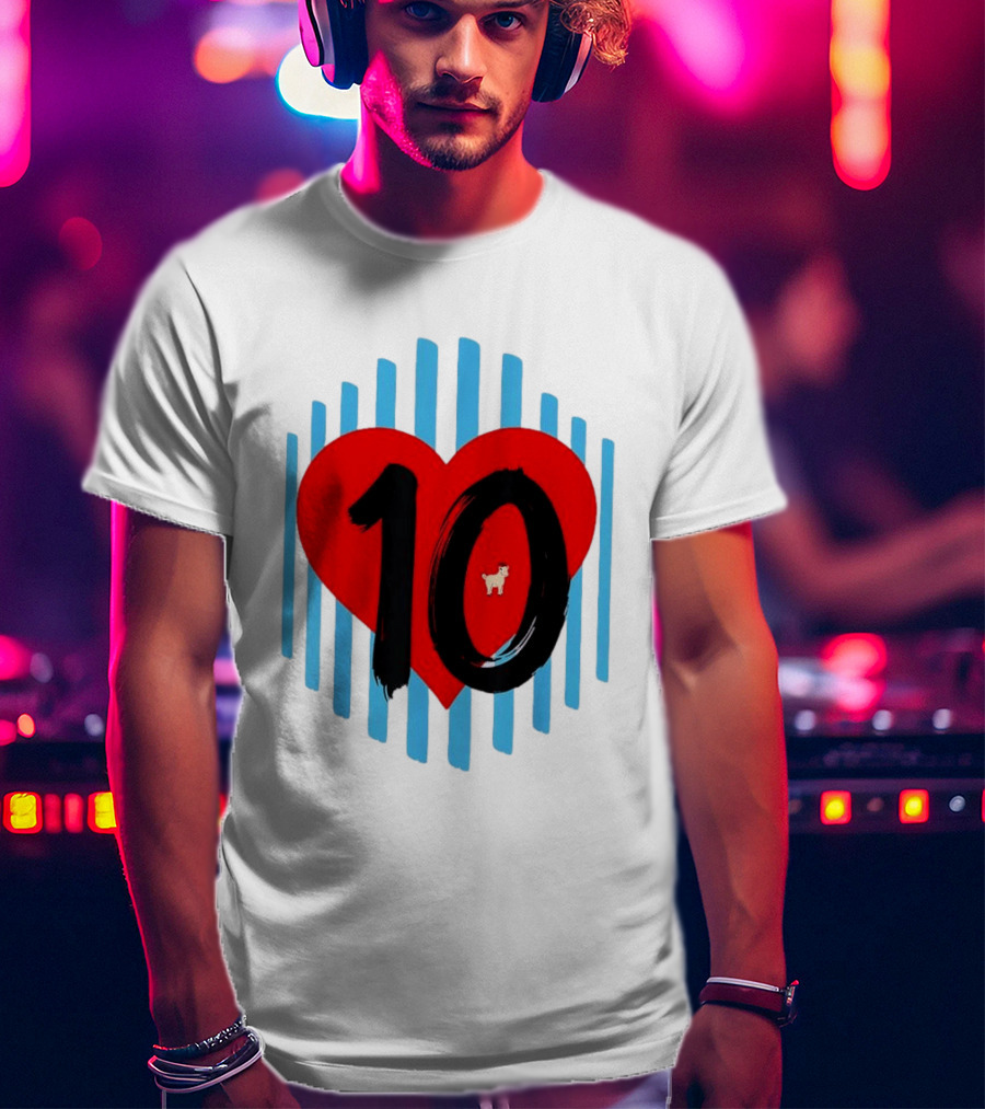 Messi Heart 10 Goat Greatest Of All Time T-Shirt