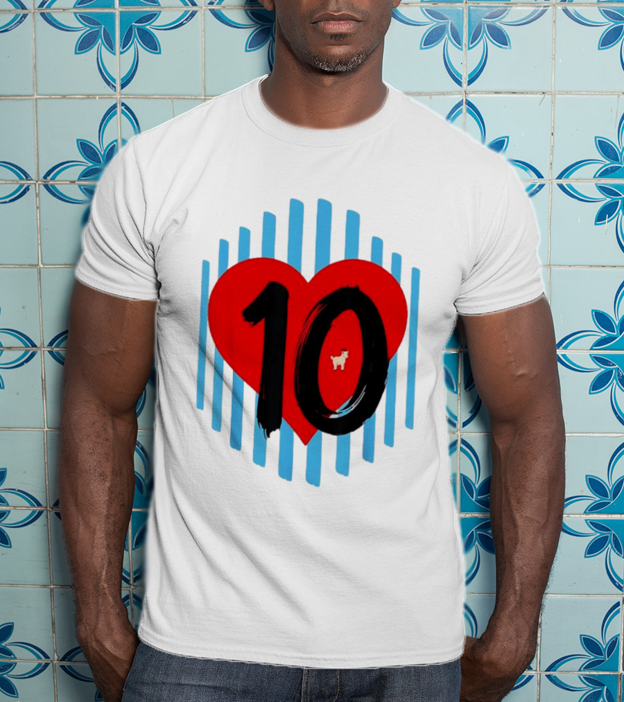 Messi Heart 10 Goat Greatest Of All Time T-Shirt
