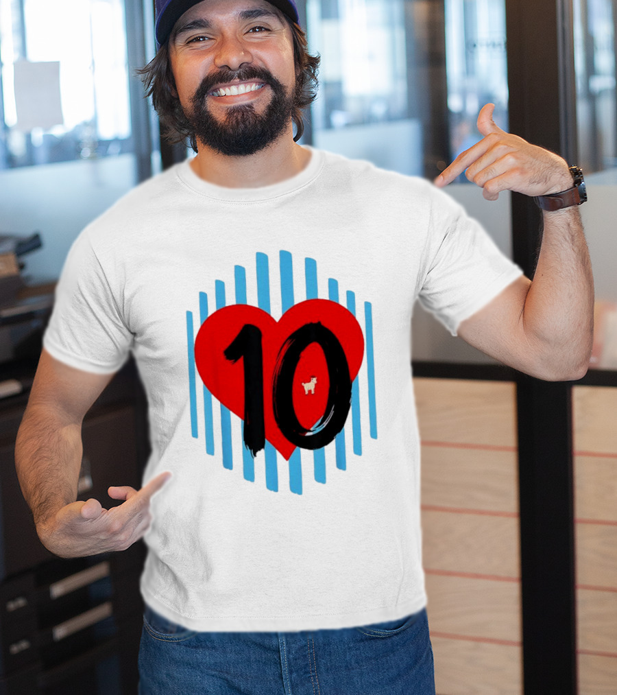Messi Heart 10 Goat Greatest Of All Time T-Shirt