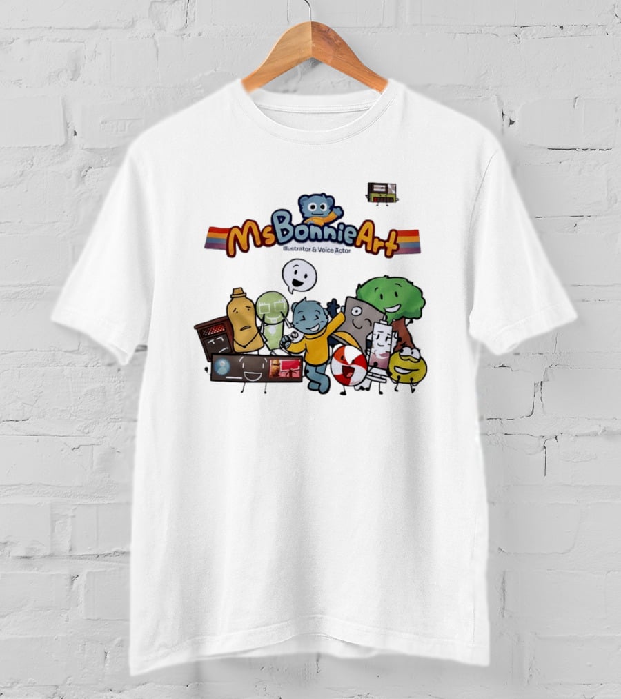 MsBonnieArt Animated Characters And Objects With Bear And Rainbow Accents T-Shirt