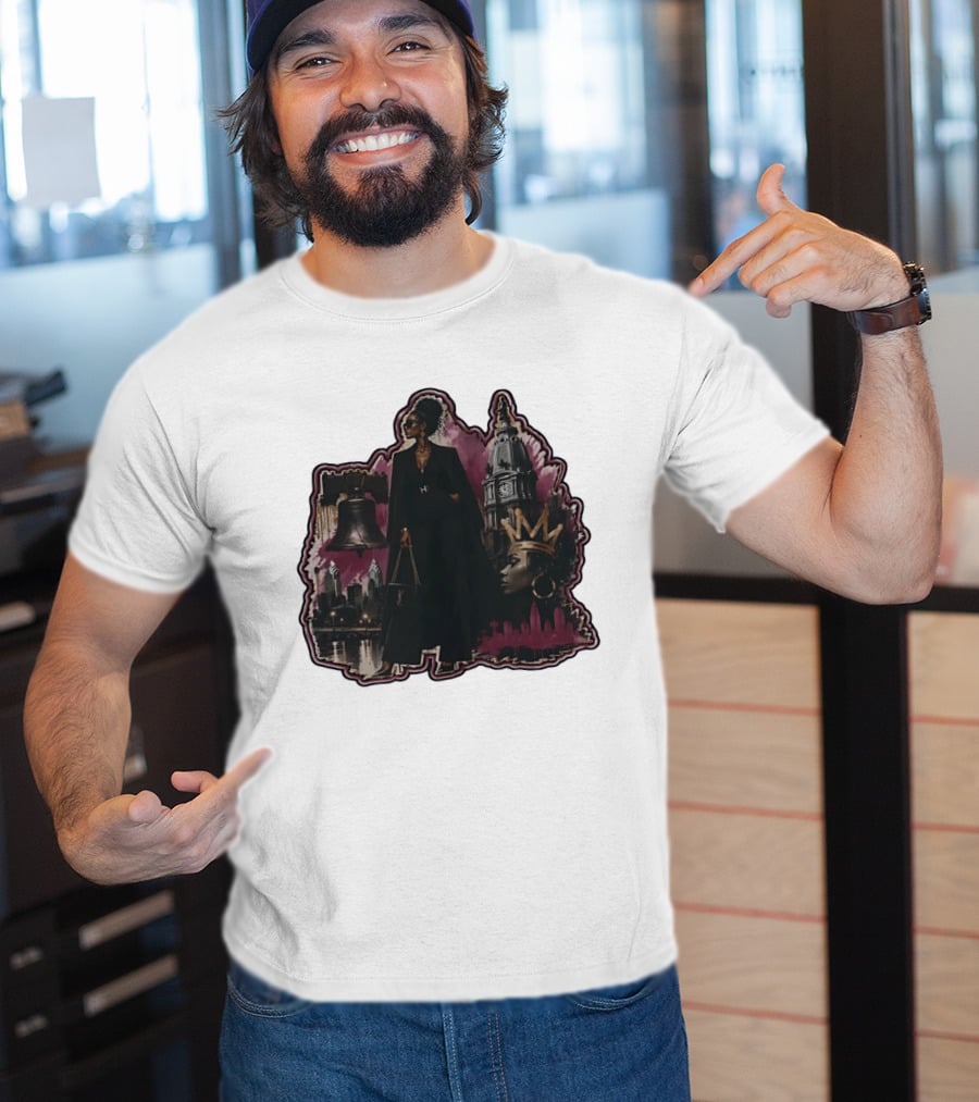Philadelphia City Chic With Liberty Bell City Hall Skyline Crowned Elegance T-Shirt