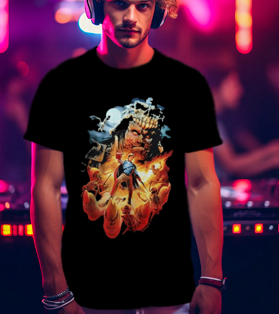 Army Of Darkness Who Wants Some Epic Movie Artwork Battle Scene T-Shirt