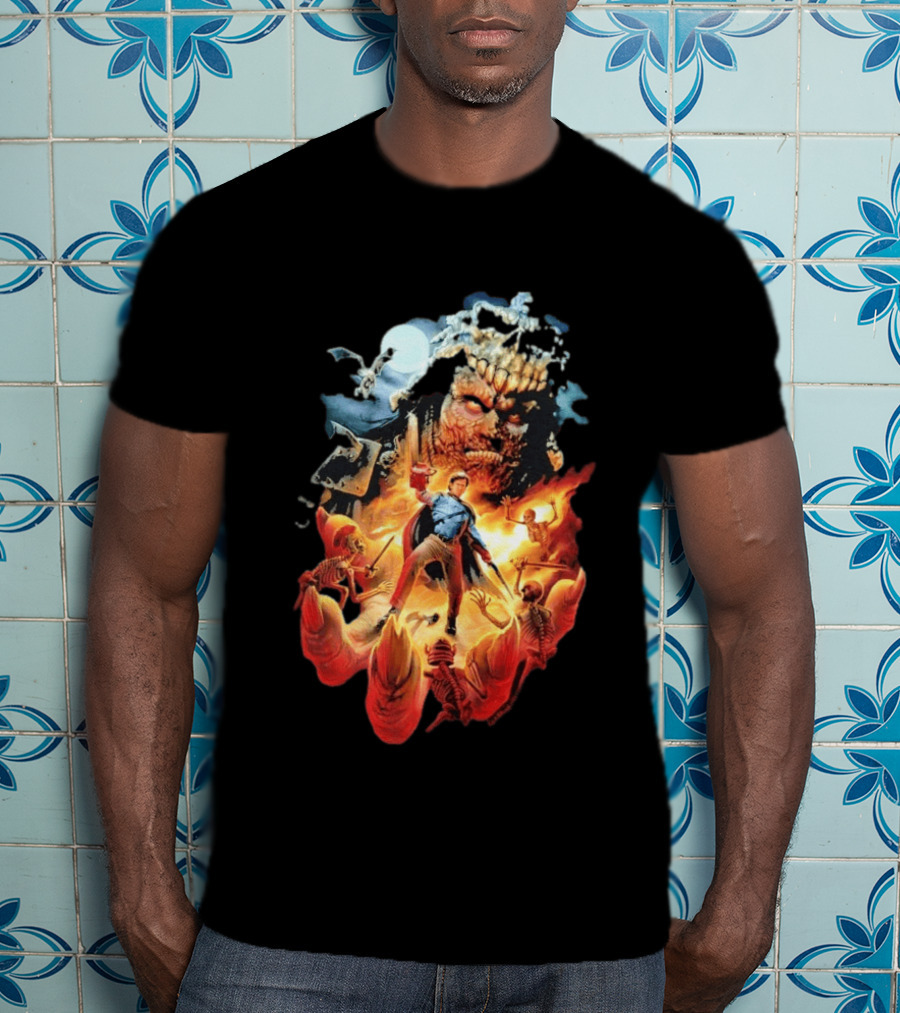 Army Of Darkness Who Wants Some Epic Movie Artwork Battle Scene T-Shirt