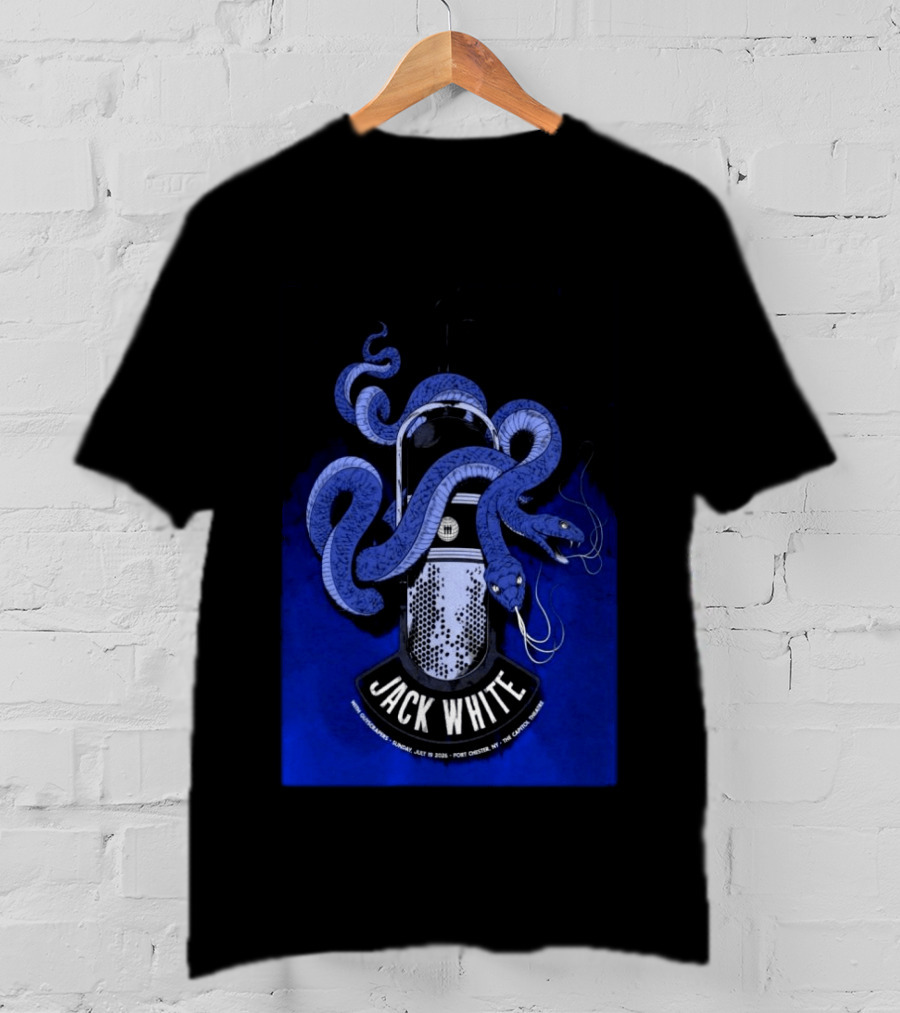 Jack White Tour Port Chester NY Jul 19 2026 Blue Snake Microphone T-Shirt