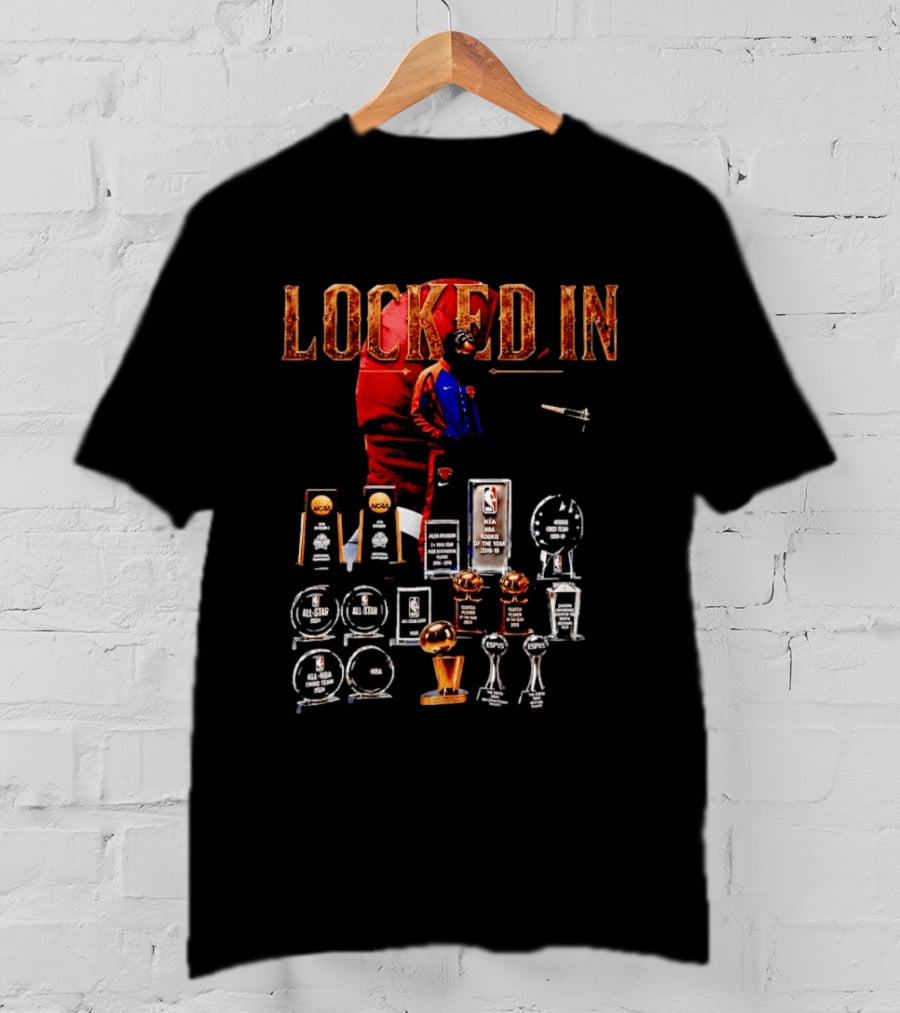 LOCKED IN Jalen Brunson NBA Rookie Of The Year Trophies Awards T-Shirt
