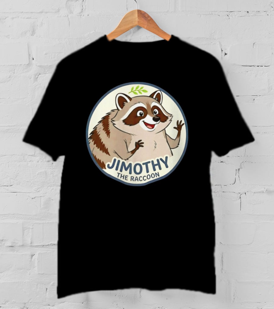 Jimothy The Raccoon Friendly Cartoon Character With Leaf Motif T-Shirt
