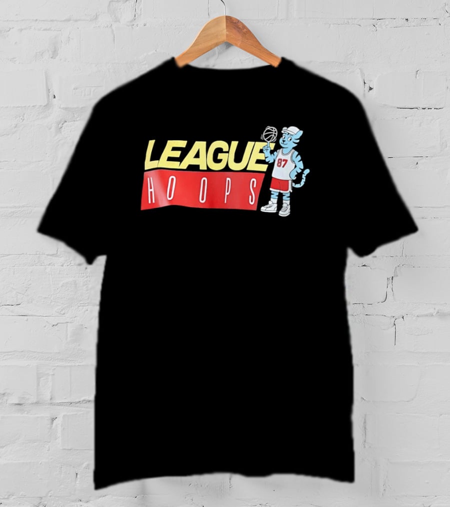 League Hoops Tiger 87 Basketball Cartoon T-Shirt