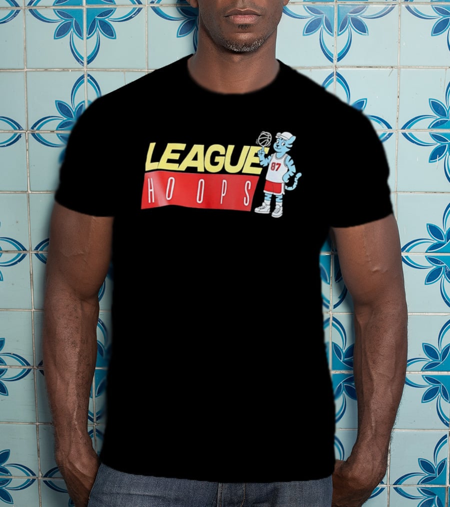 League Hoops Tiger 87 Basketball Cartoon T-Shirt