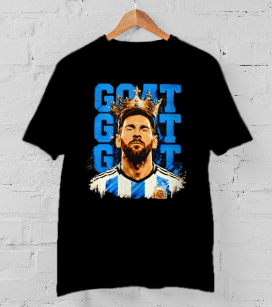 Lionel Messi GOAT Crown Argentina Football Team T-Shirt