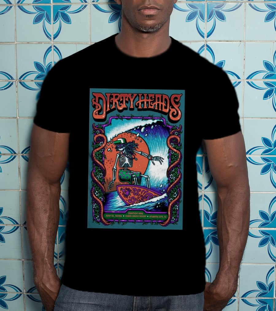 Dirty Heads Skeleton Surfing July 18 2026 Ocean Casino Resort Atlantic City NJ T-Shirt