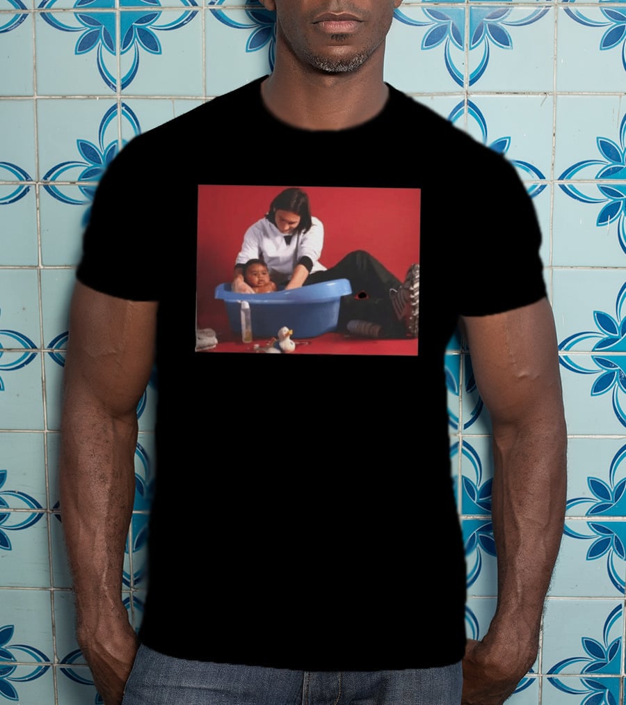 Messi Bathing Baby Lamine Yamal In Blue Tub T-Shirt