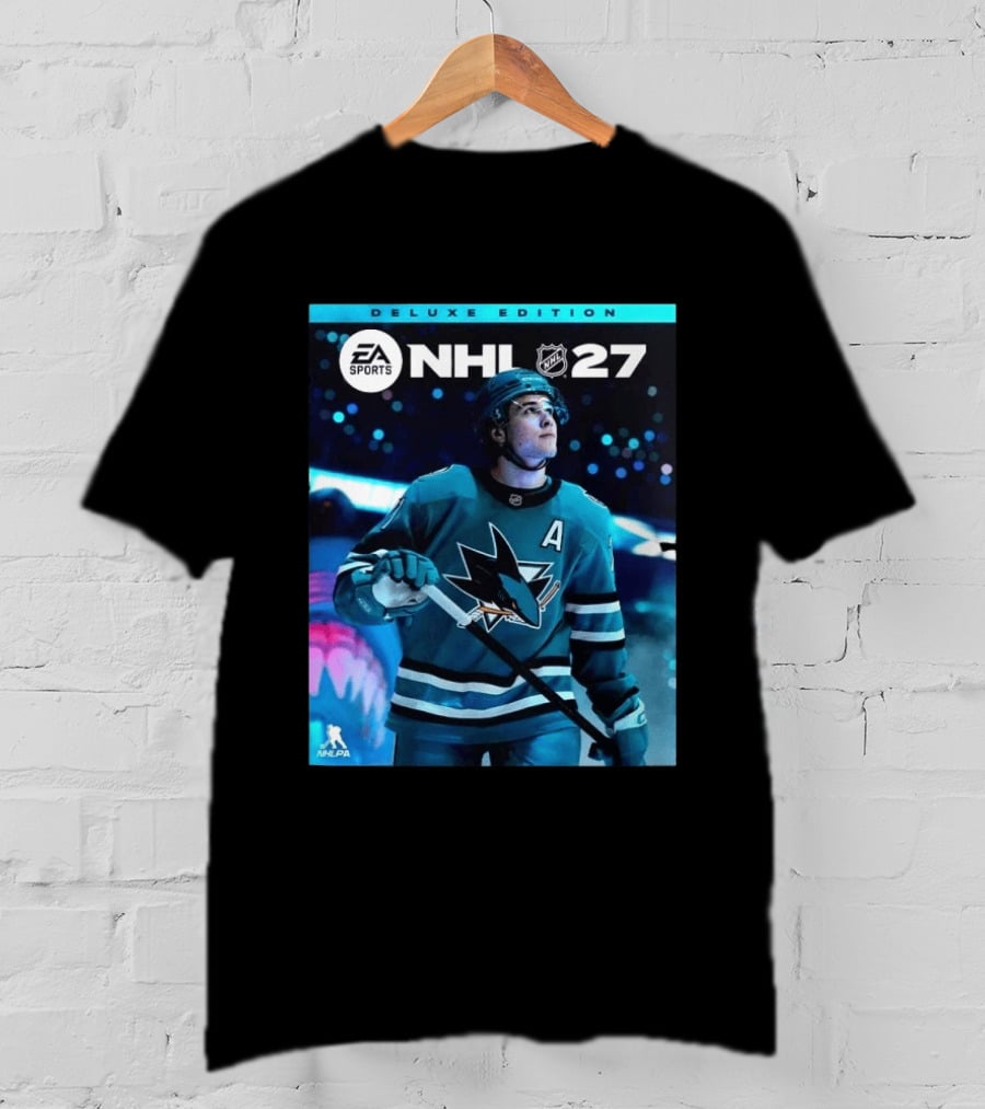 EA Sports NHL 27 Deluxe Edition Macklin Celebrini San Jose Sharks Cover Athlete T-Shirt