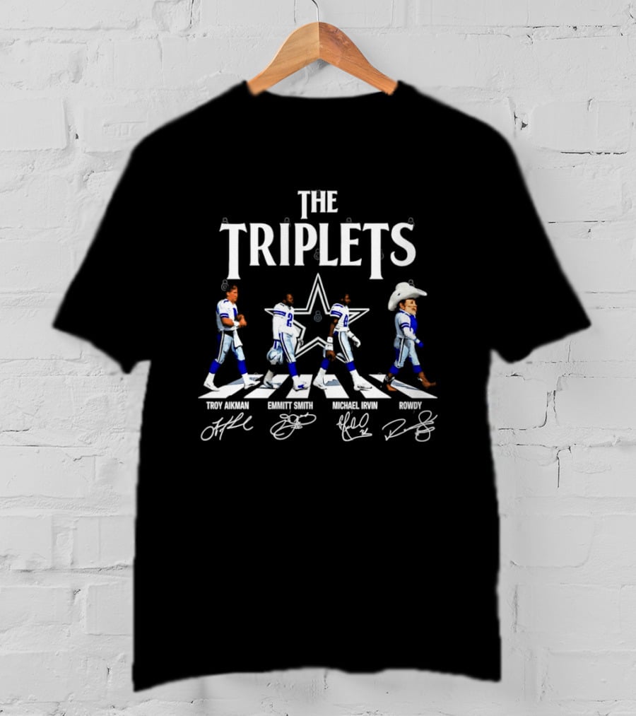 The Triplets Troy Aikman Emmitt Smith Michael Irvin Rowdy Star Signatures Cowboys Evolution T-Shirt