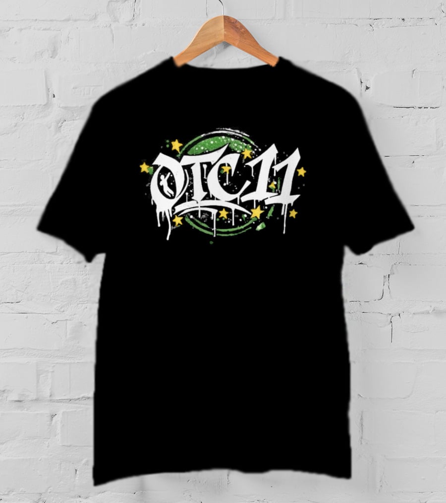 OTC11 Graffiti Urban Drip Stars Green And Yellow T-Shirt