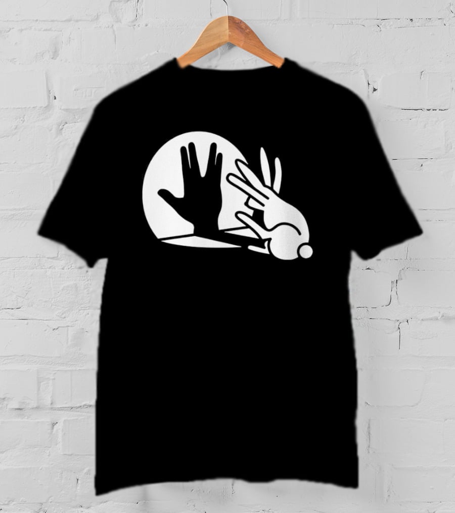 Hand Shadow Bunny Puppet Shadows Playful Gesture T-Shirt