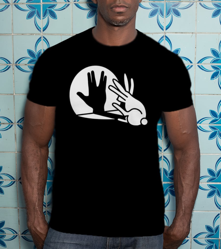 Hand Shadow Bunny Puppet Shadows Playful Gesture T-Shirt