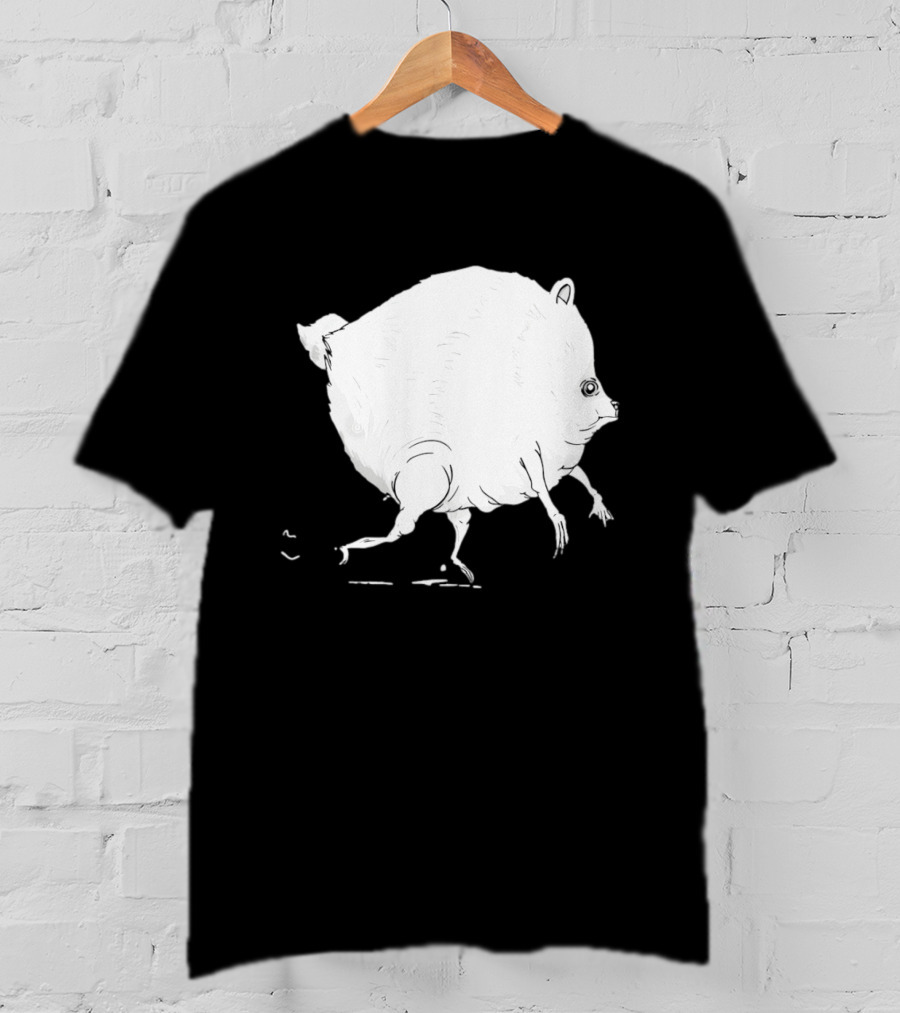 Running Round Hamster Creature Absurd White Quadruped Honesty T-Shirt